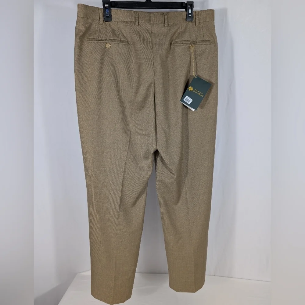 NWT! Santorelli Luxury Sedge Romeo Trousers 100% Virgin Wool in Tan Suze 36